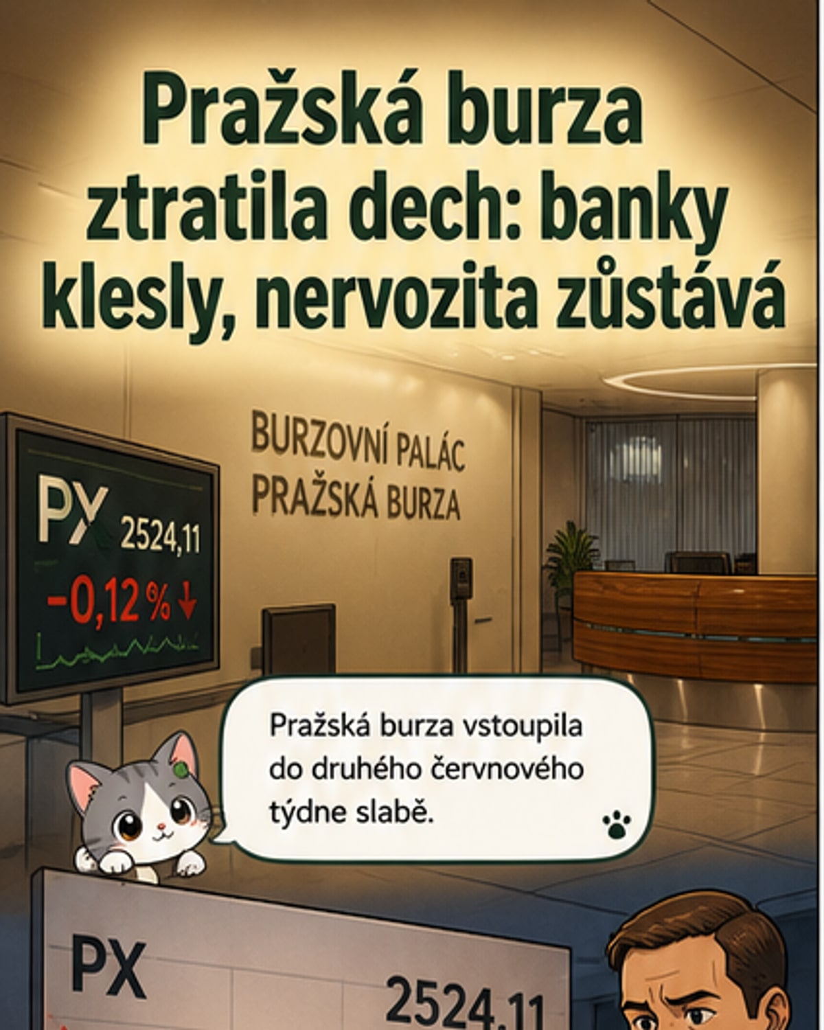Pražská burza oslabila na začátku týdne