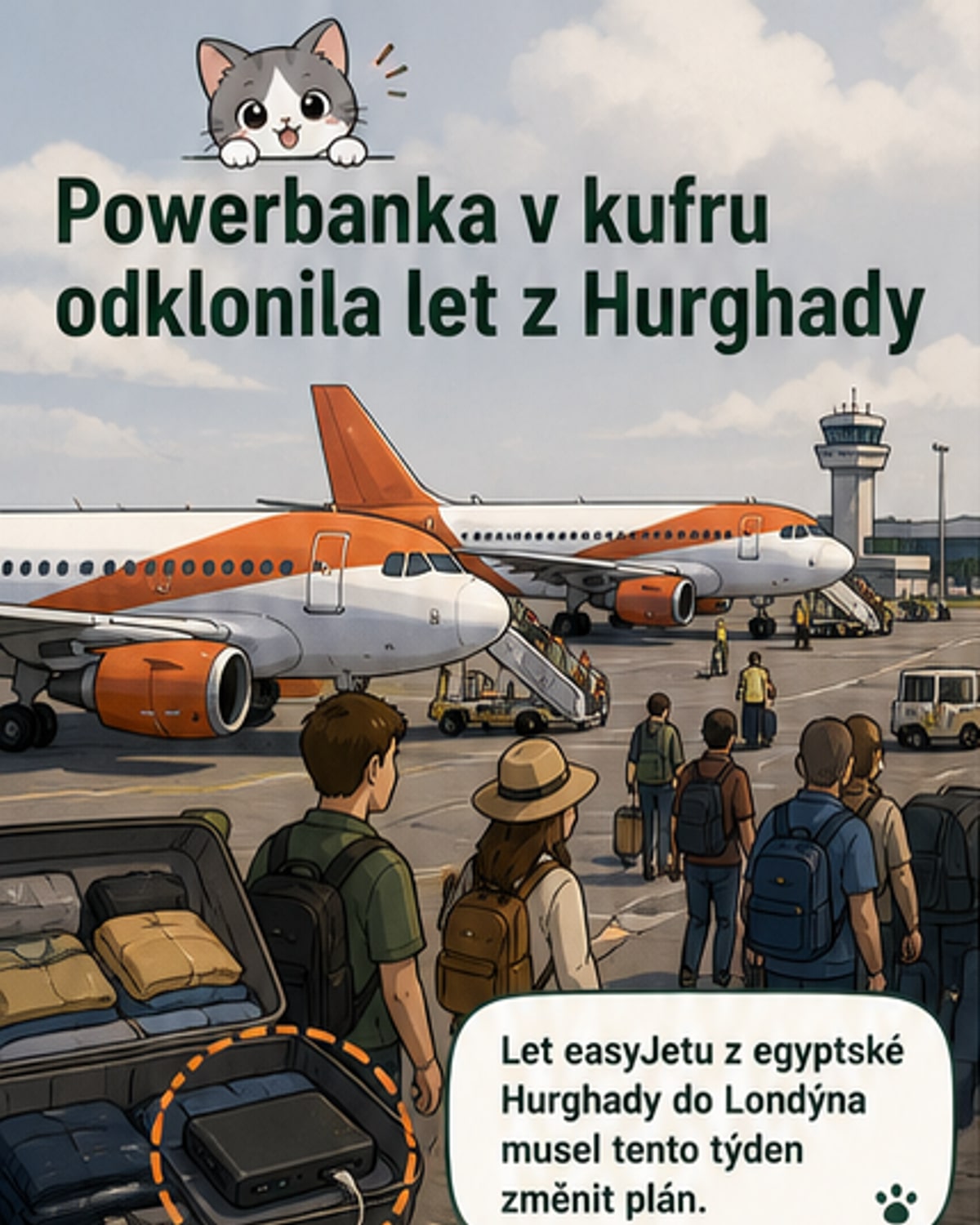 Nouzové přistání kvůli nabíjené powerbance