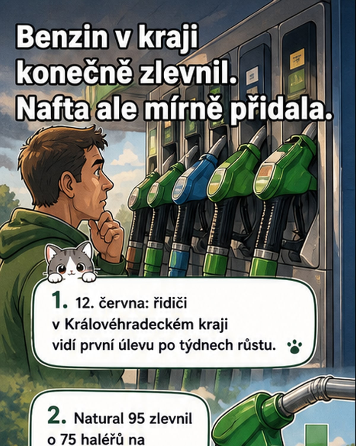 Benzin zlevnil, nafta zdražila