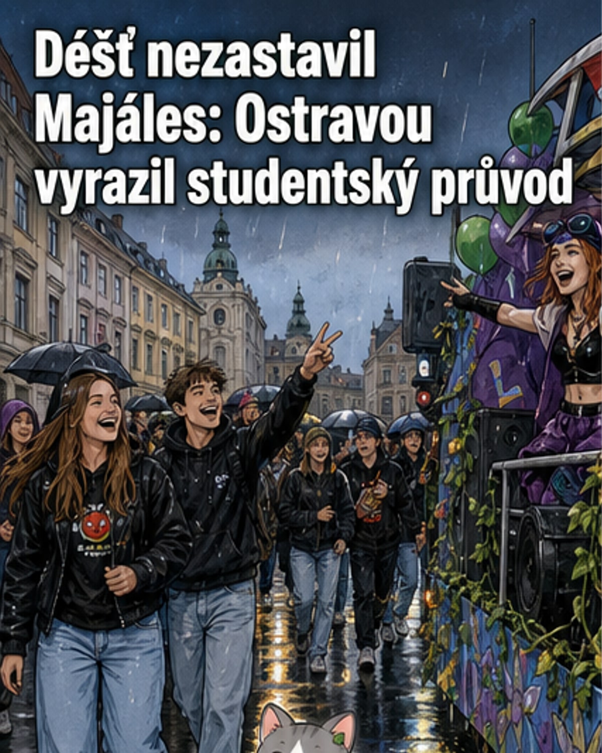 Déšť nezastavil studentský průvod