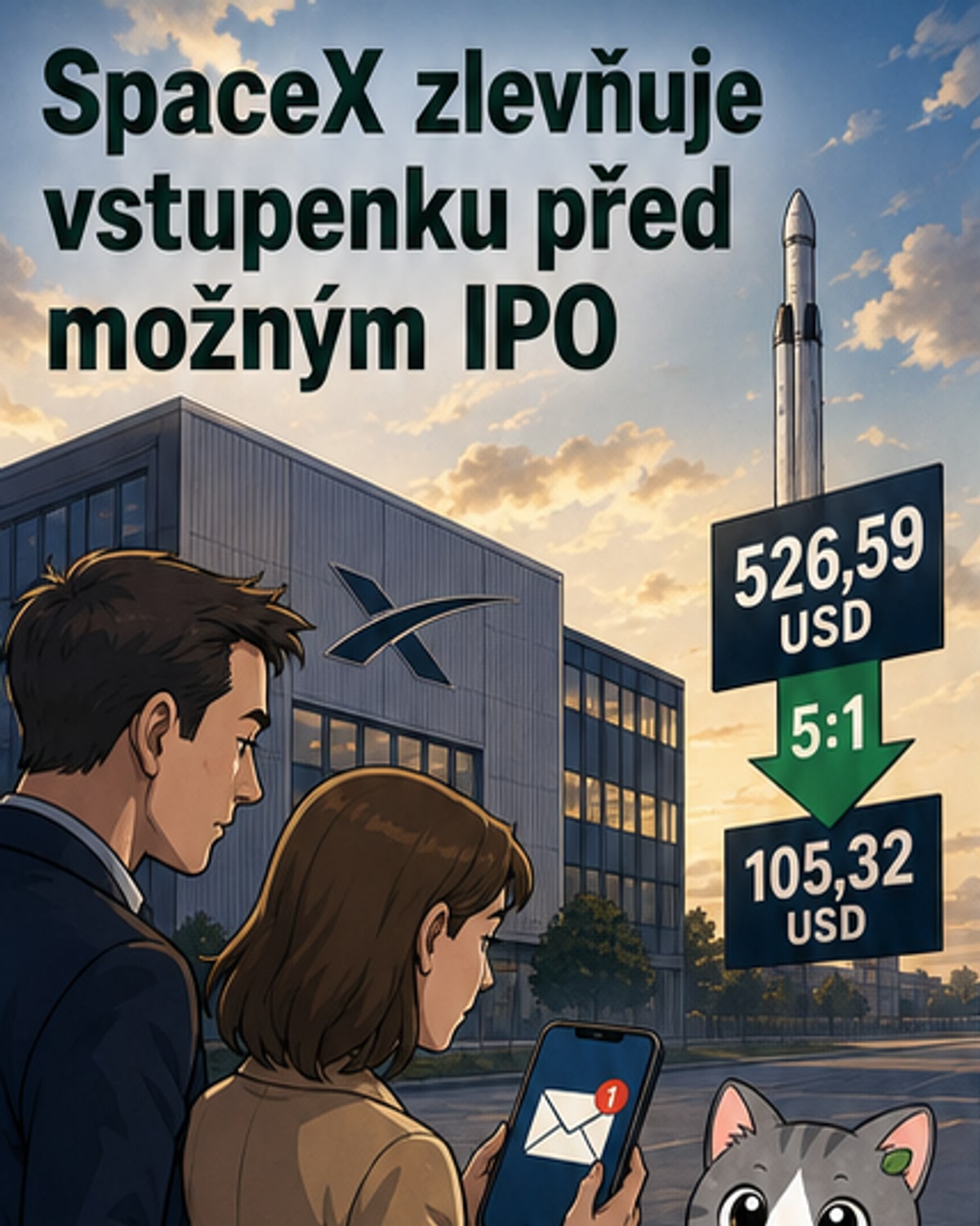 SpaceX rozdělí akcie 5:1 před burzovním vstupem