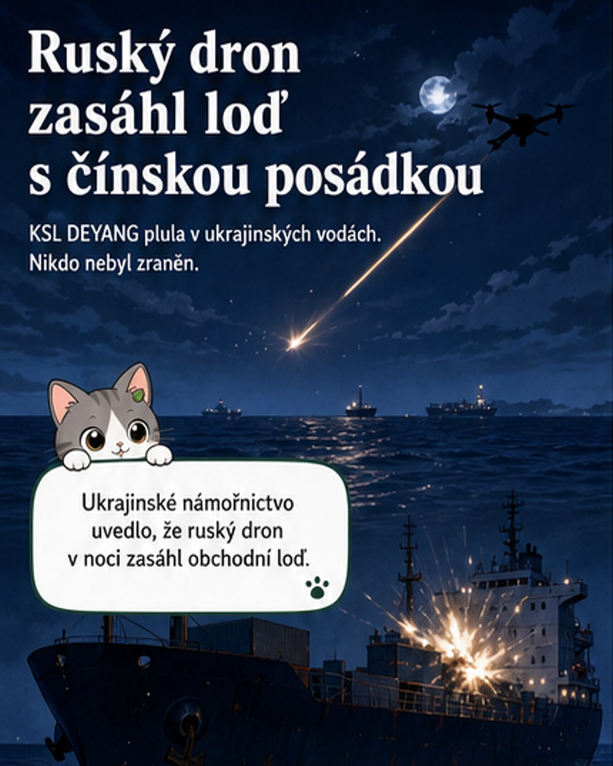 Rusko útočilo na loď s čínskou posádkou