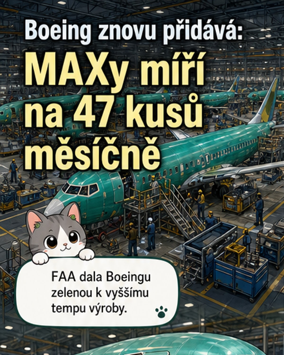 Boeing zvyšuje výrobu MAXů