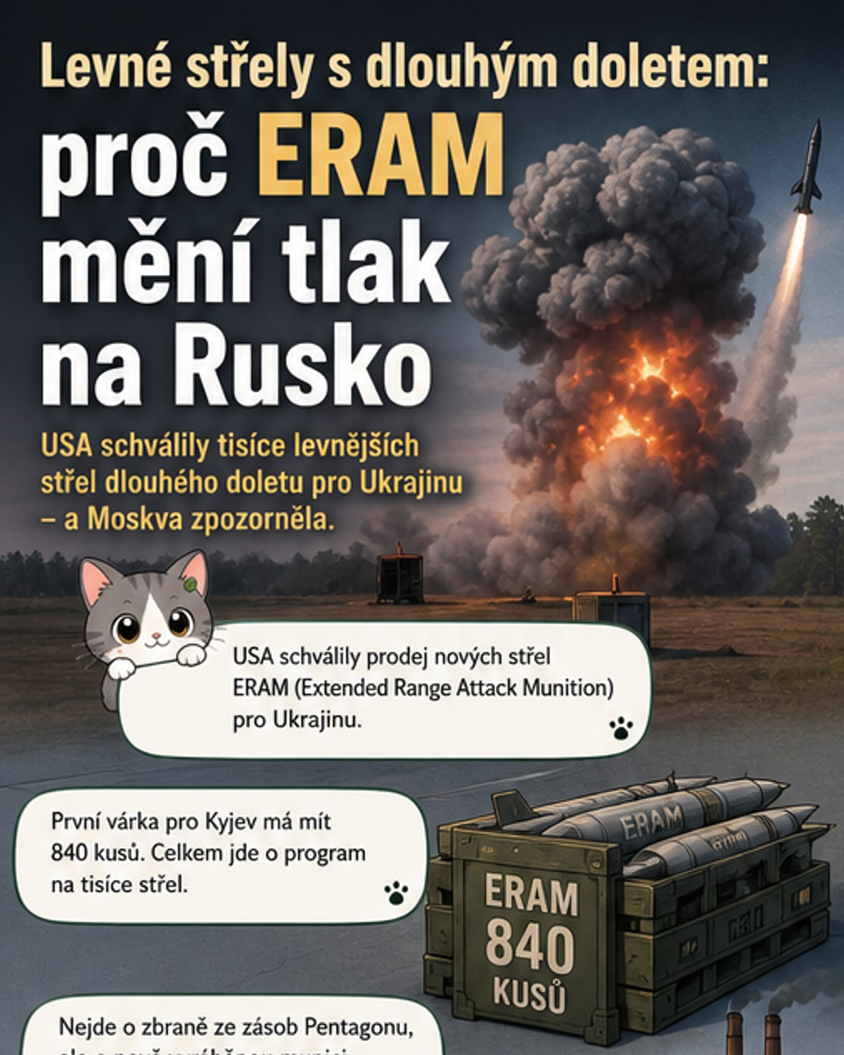 Ukrajina dostane střely s dosahem na Moskvu