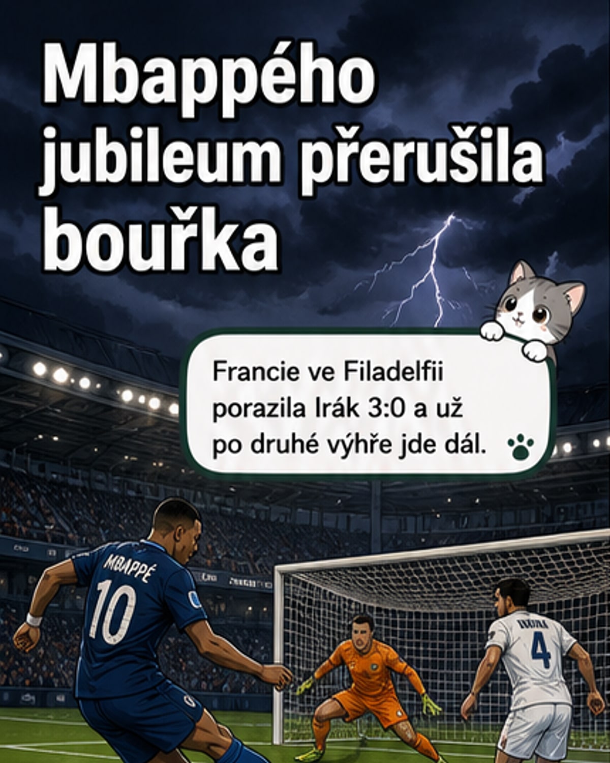 Ilustrační foto: Kylian Mbappé z Francie střílí gól během zápasu proti Iráku na MS ve fotbale ve Filadelfii.
