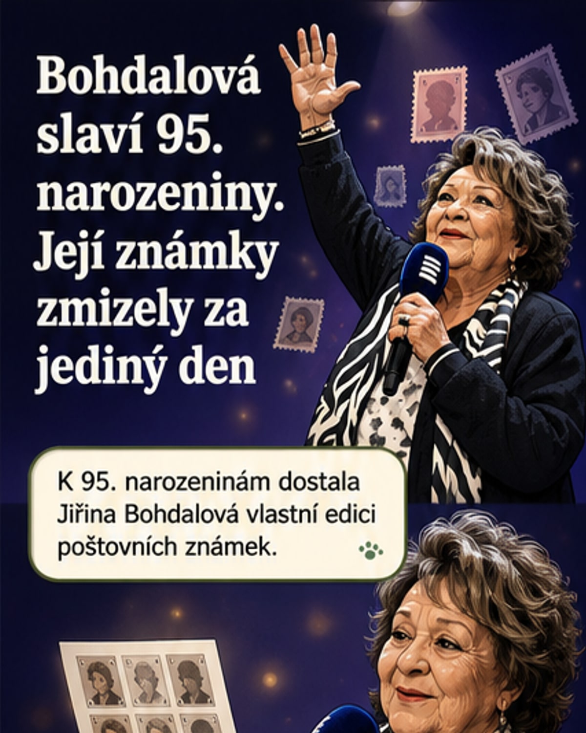 Bohdalová dostala k narozeninám vlastní známky