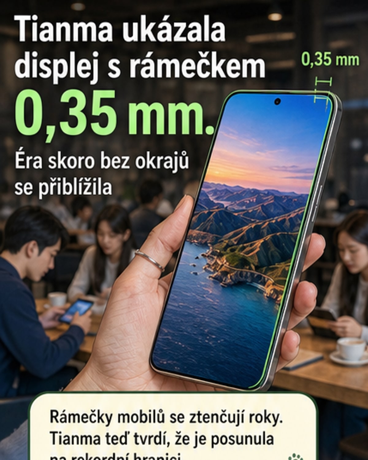 Displej s téměř neviditelným rámečkem
