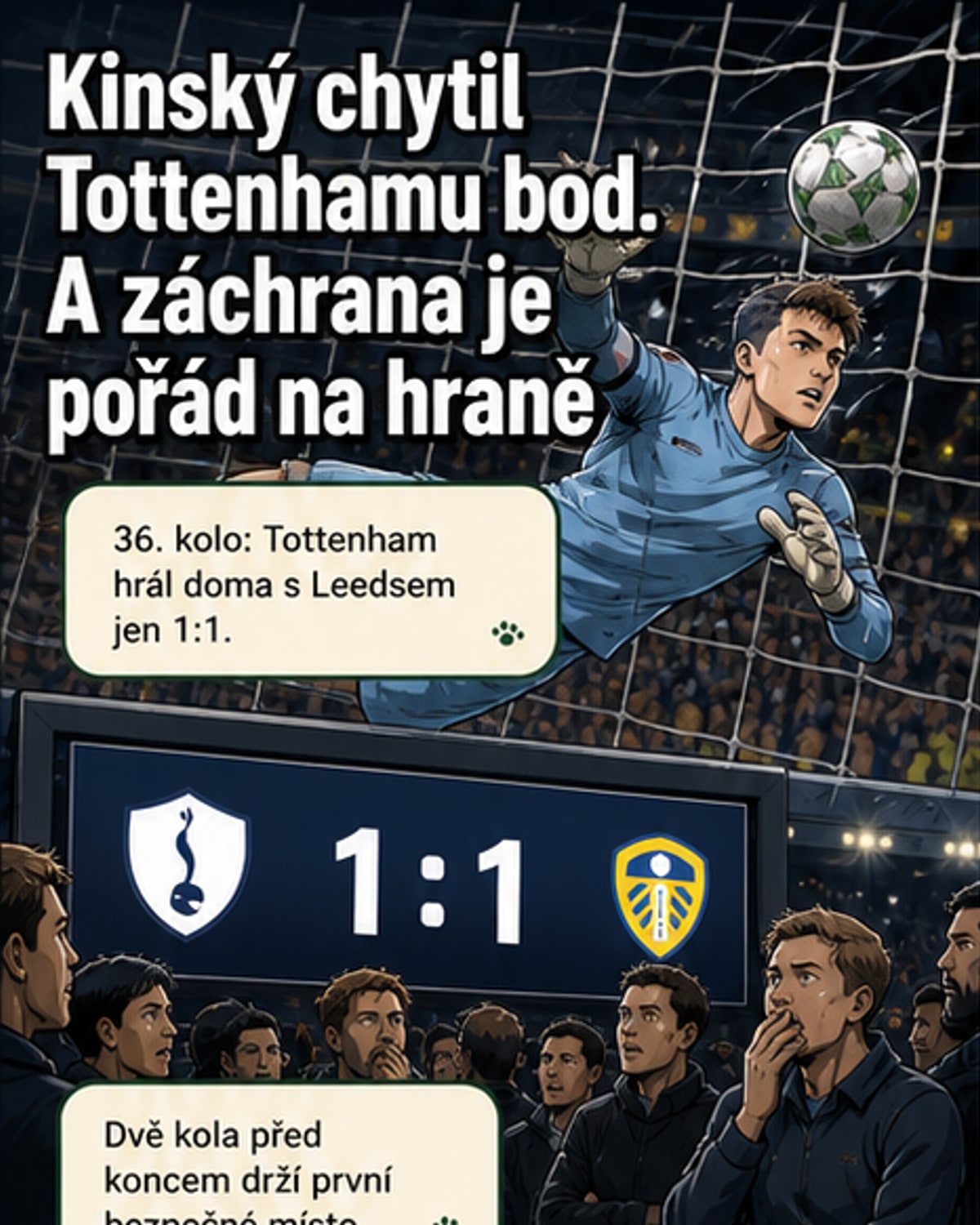 Kinský zachránil bod pro Tottenham