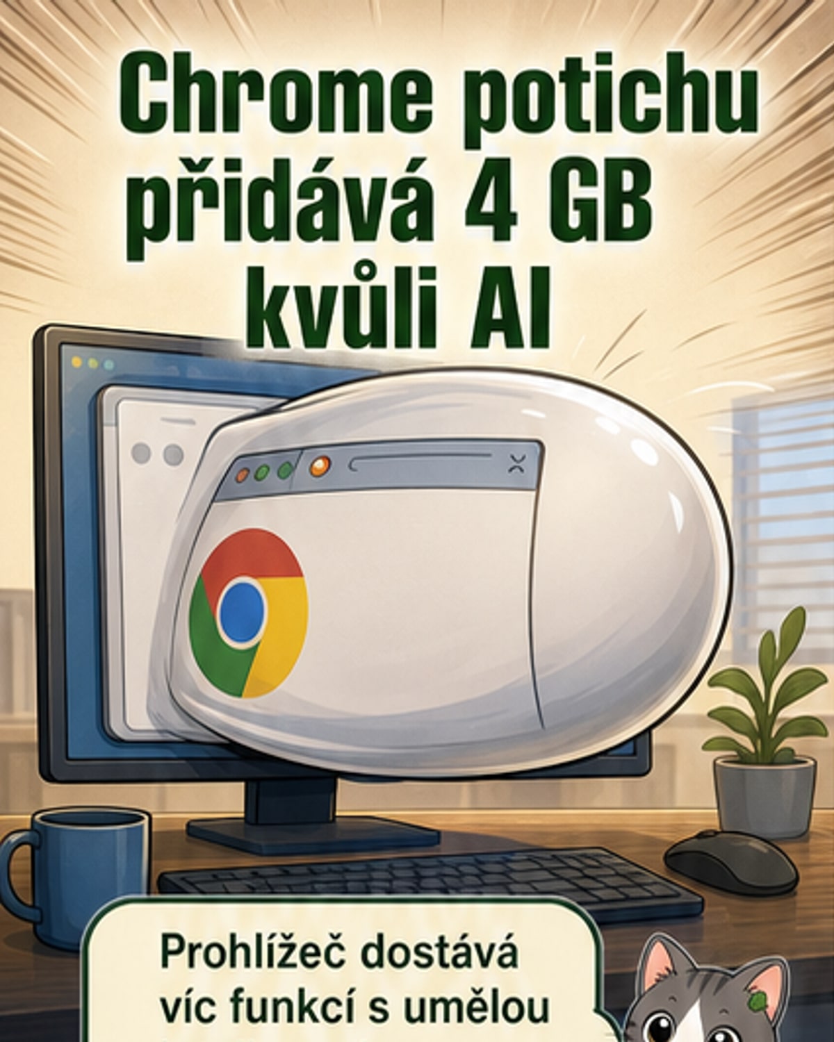 Chrome stahuje 4 GB pro AI