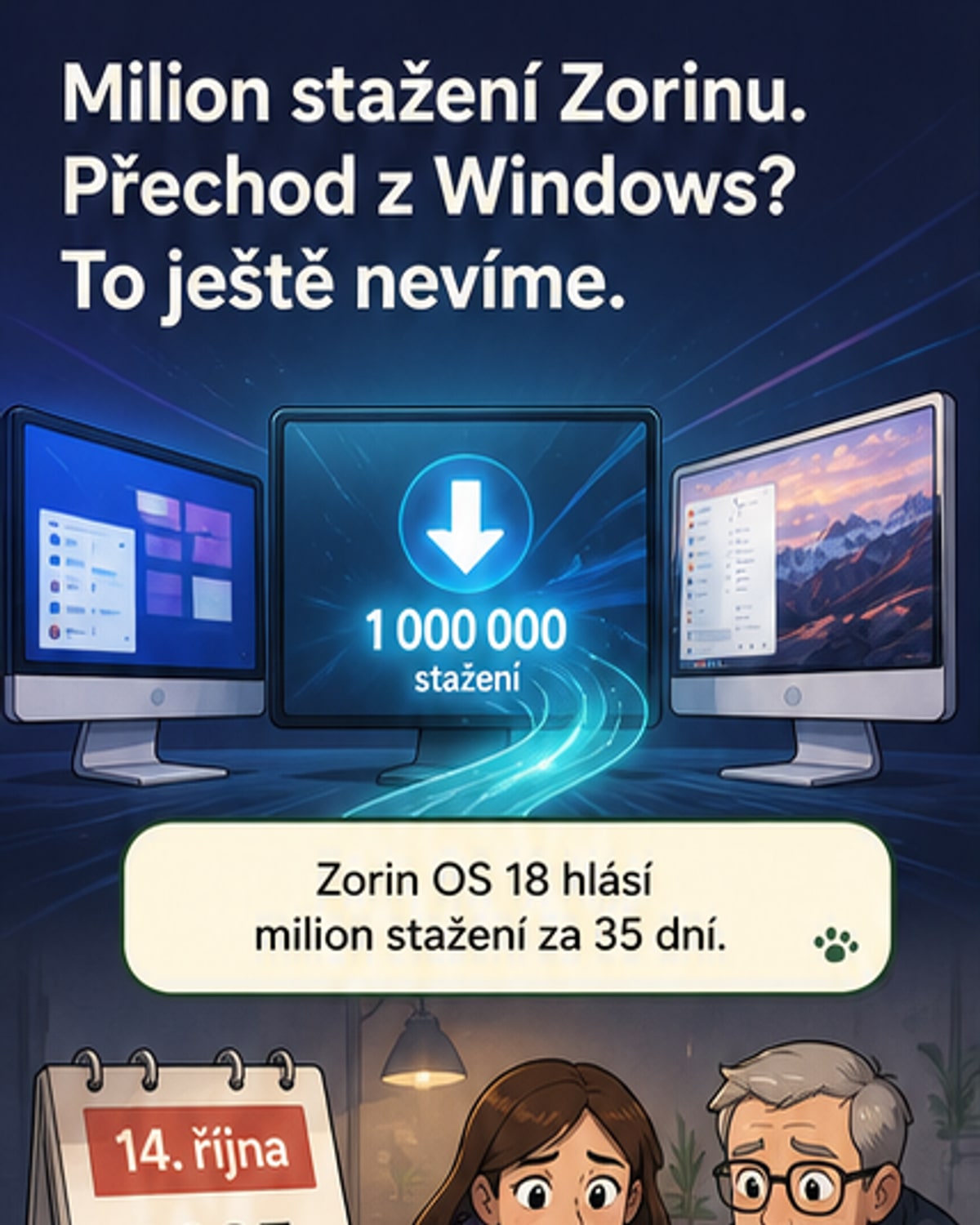 Milion stažení Zorin OS: zájem roste, migrace nejistá