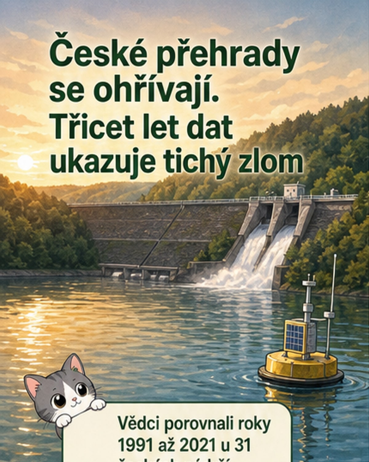 České nádrže se otepřují o půl stupně za dekádu