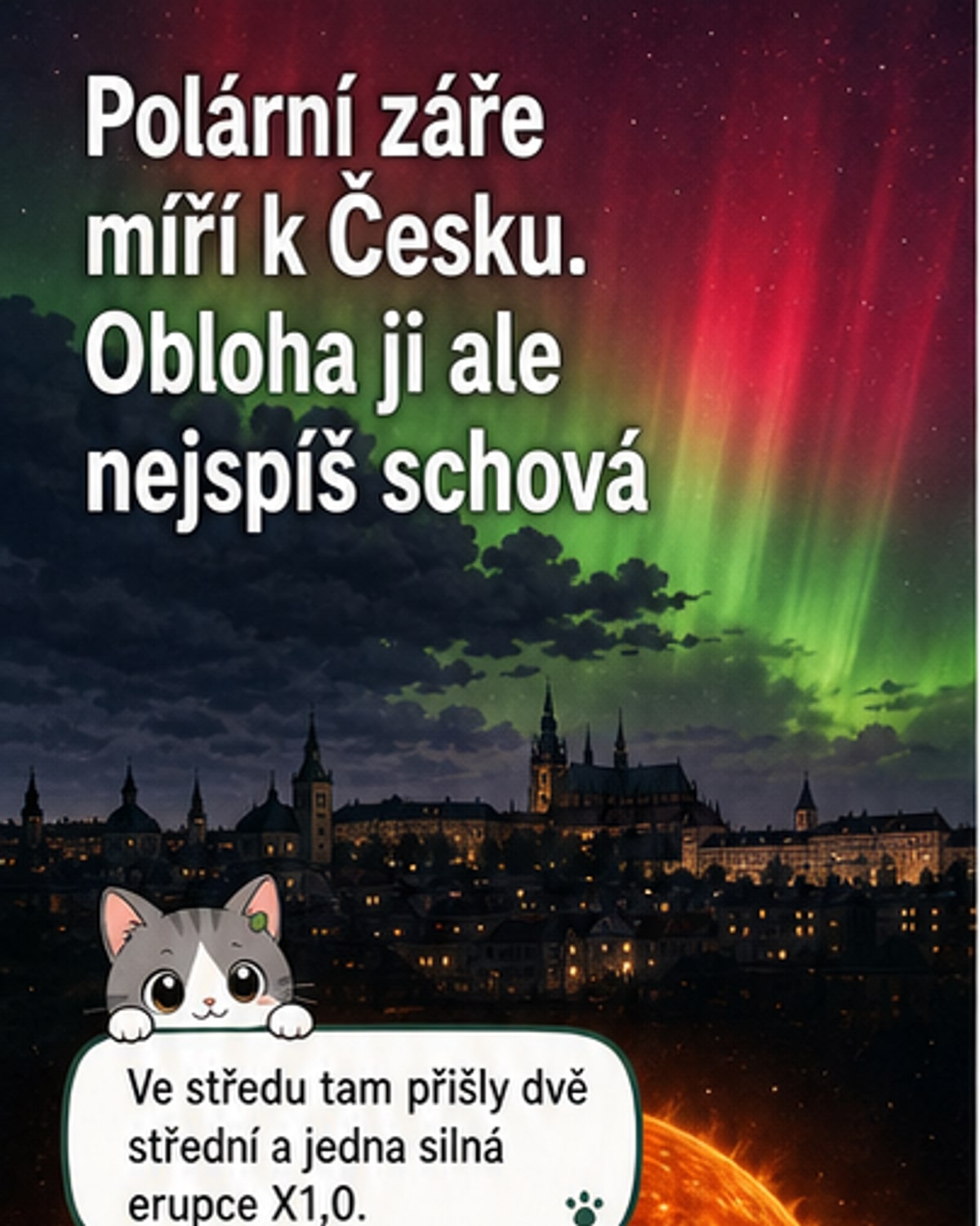Polární záře nad Evropou, ale v Česku ne