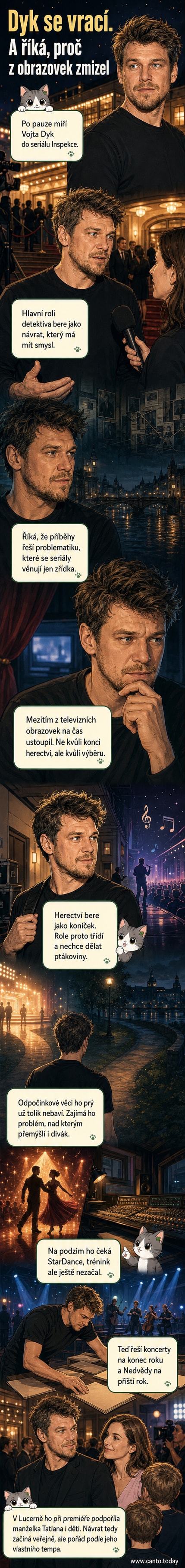 Vojta Dyk na premiéře seriálu Inspekce v kině Lucerna, v pozadí manželka a děti.