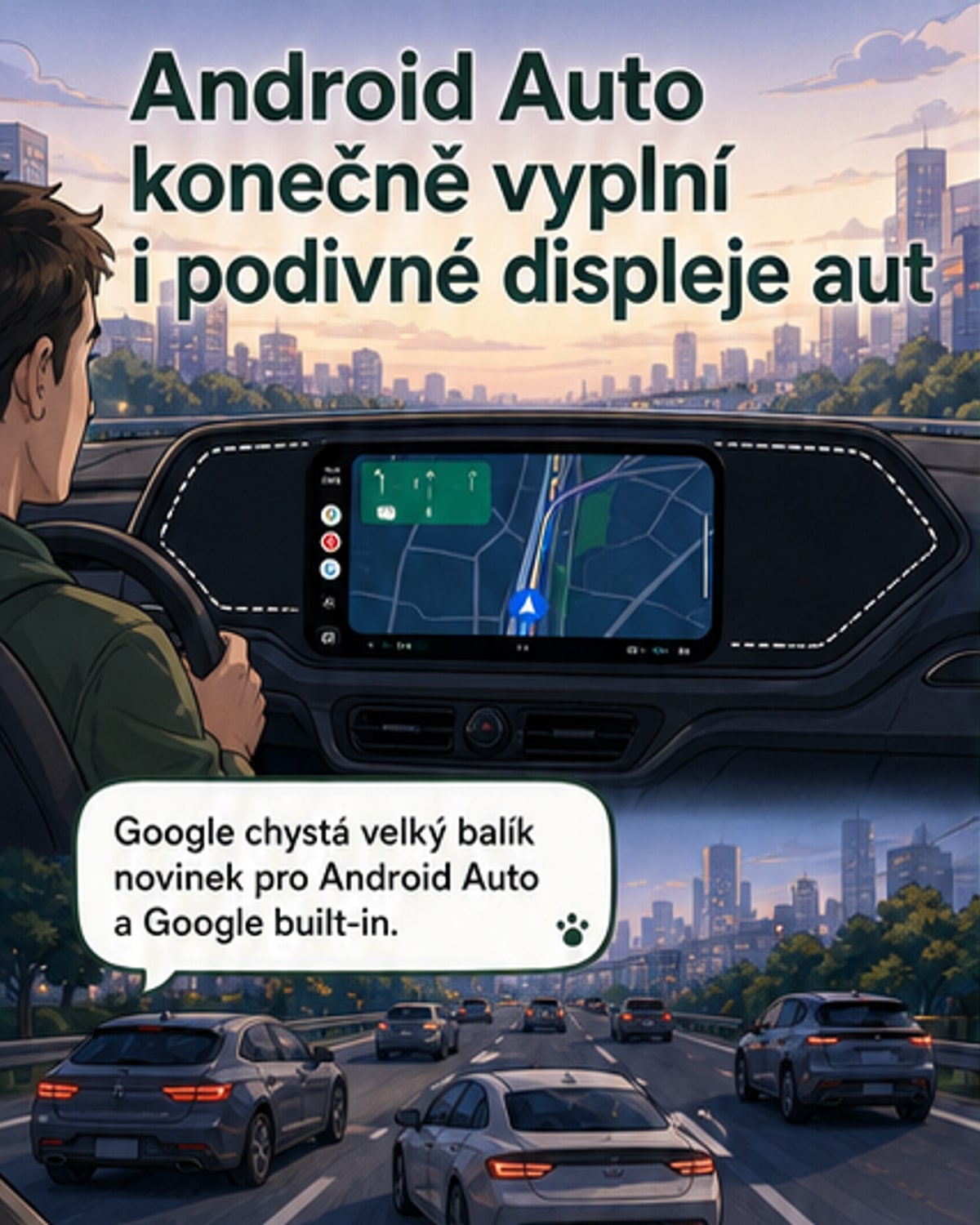 Android Auto mění vzhled