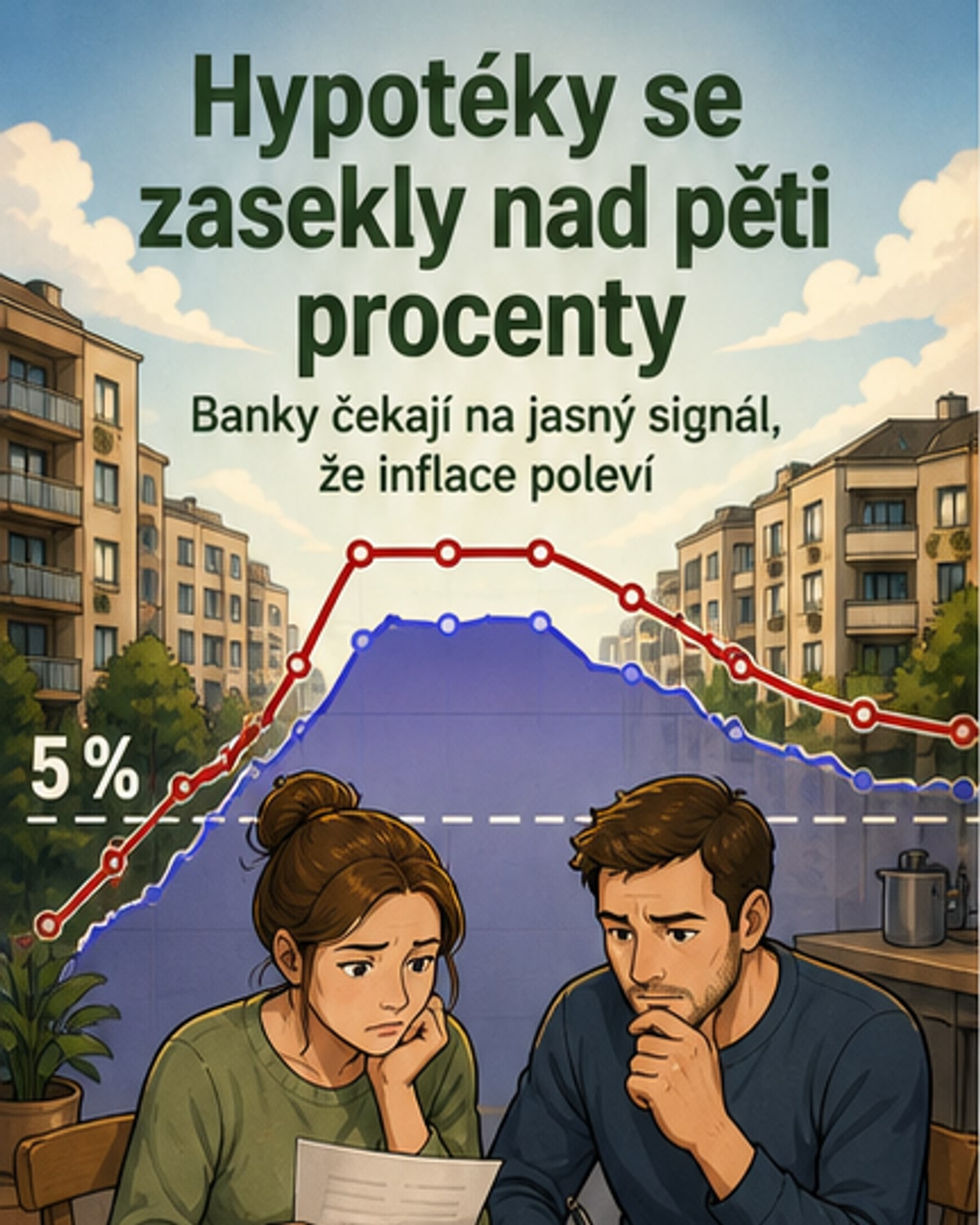 Hypoteční sazby se ujaly nad pěti procenty