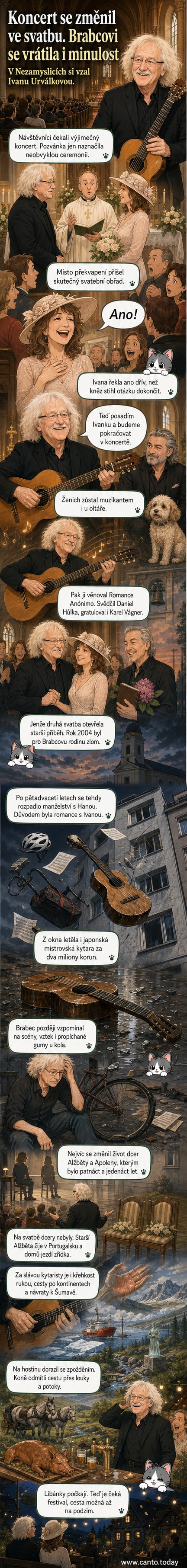 Lubomír Brabec a Ivana Urválková stojí spolu v kostele po svatbě, okolí je plné fanoušků a přátel, v pozadí je vidět oltář a květiny.