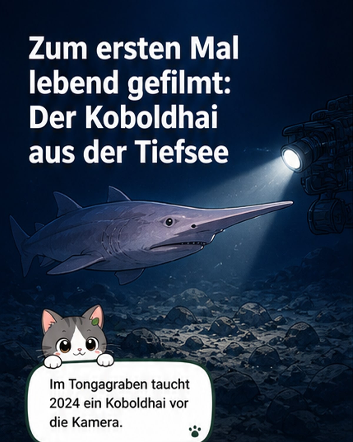 Erster lebender Koboldhai gefilmt