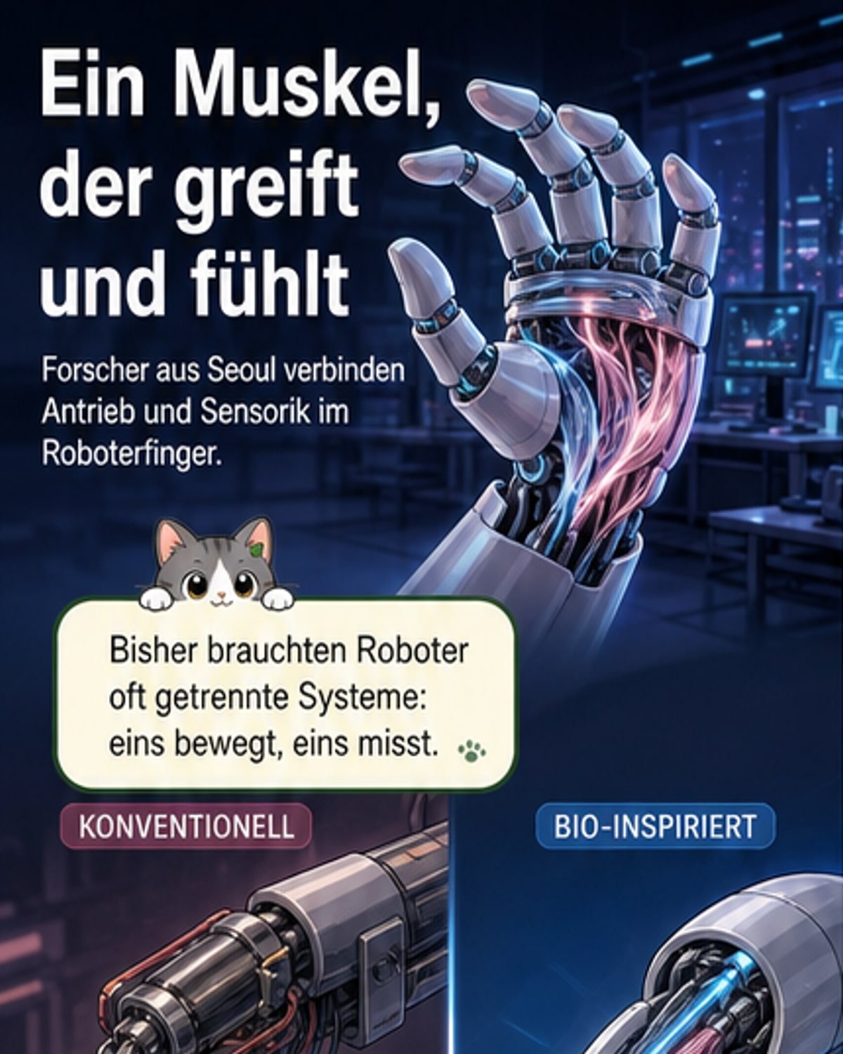 Künstlicher Muskel fühlt und bewegt