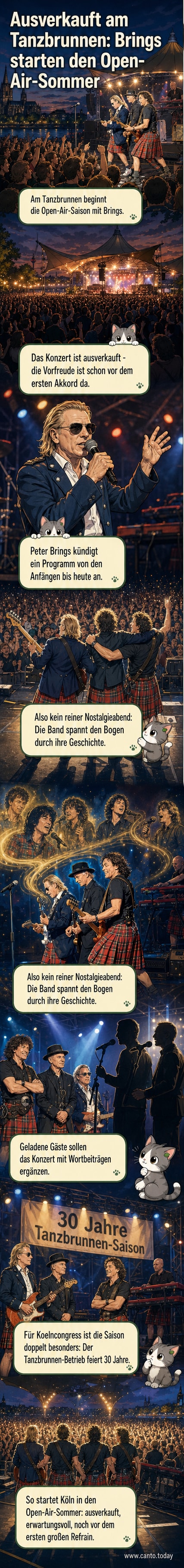 Brings auf der Bühne des Tanzbrunnens in Köln, mit bunt beleuchtetem Open-Air-Areal im Hintergrund.