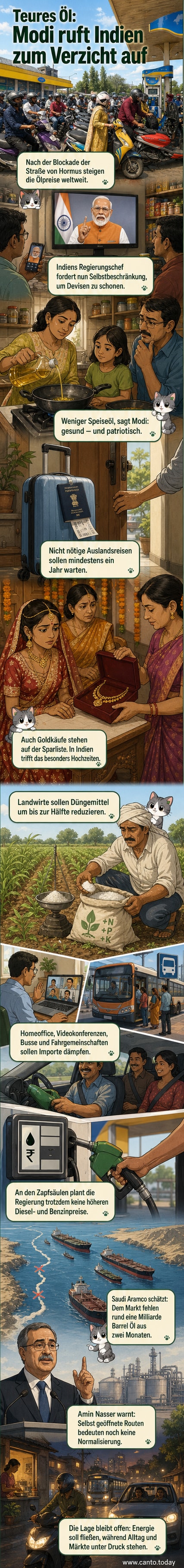 Lange Schlangen an einer Tankstelle in Assam, Indien, während eine Regierungskampagne zur Einsparung von Speiseöl und Reisen läuft.