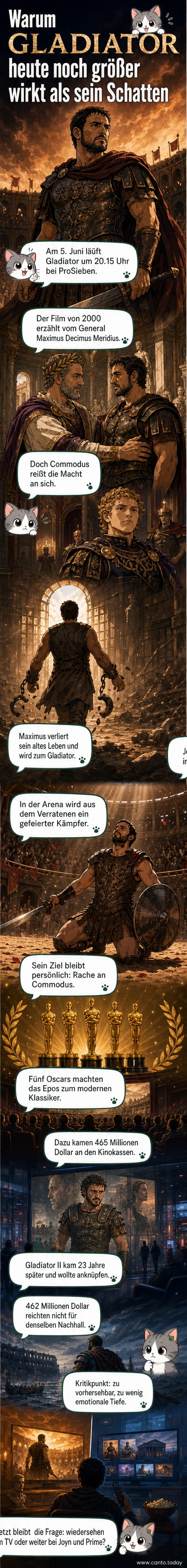 Ein römischer Gladiator in der Arena, mit erhobenem Schwert und Publikum im Hintergrund – Szenenbild aus dem Film „Gladiator“ mit Russell Crowe.