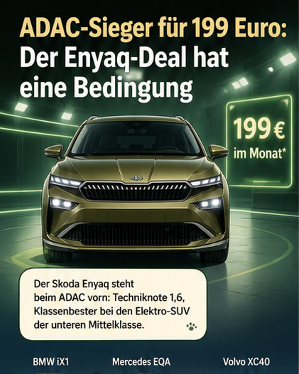 Skoda Enyaq: ADAC-Testsieger ab 199 € mtl.
