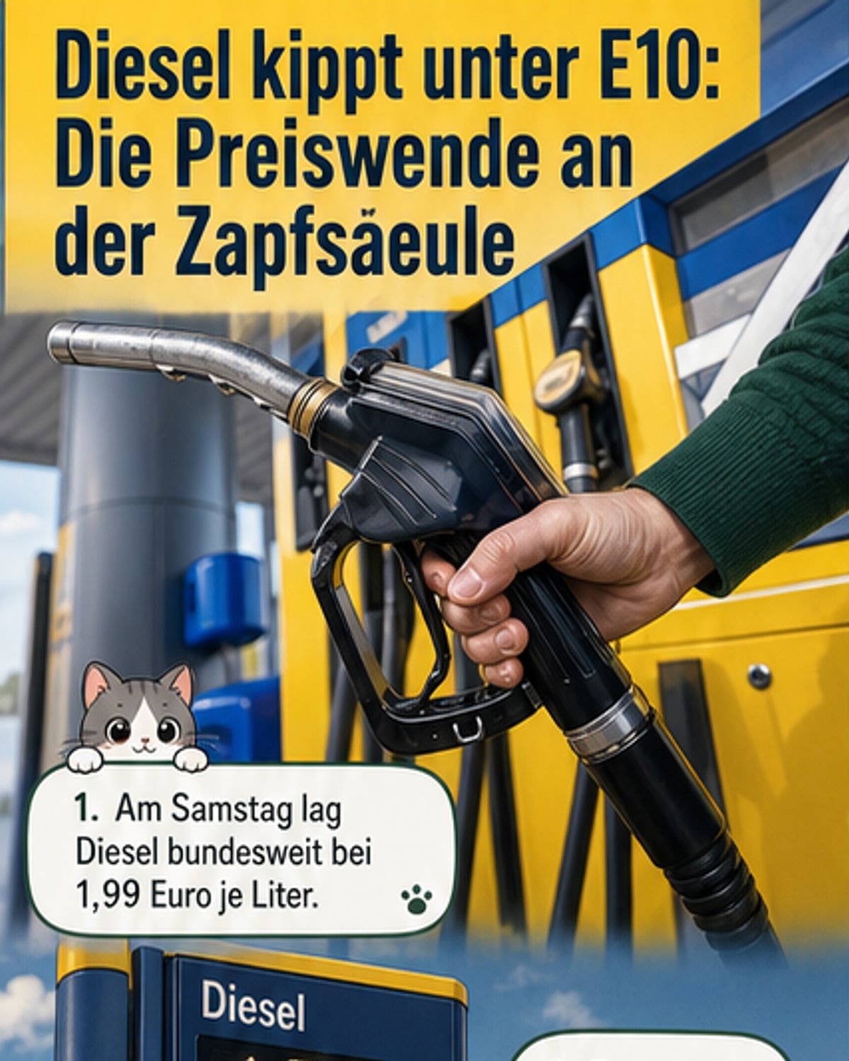Diesel wieder günstiger als Benzin