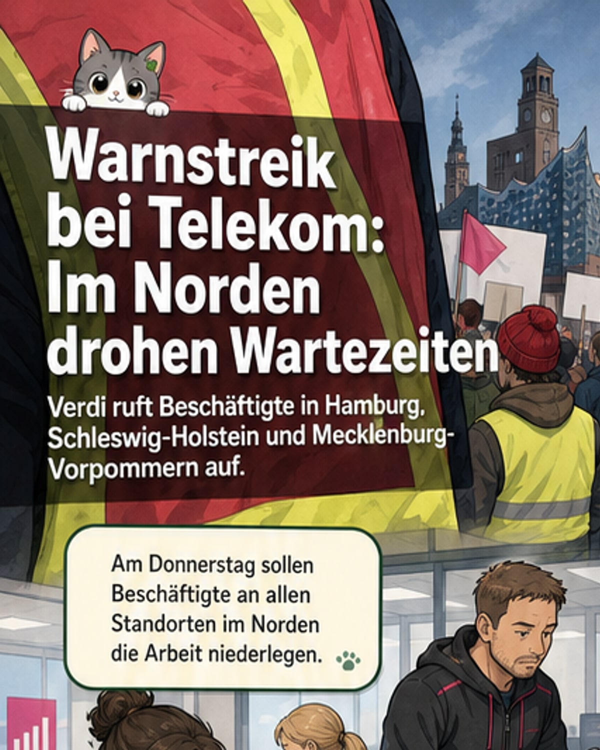 Warnstreik bei der Telekom im Norden