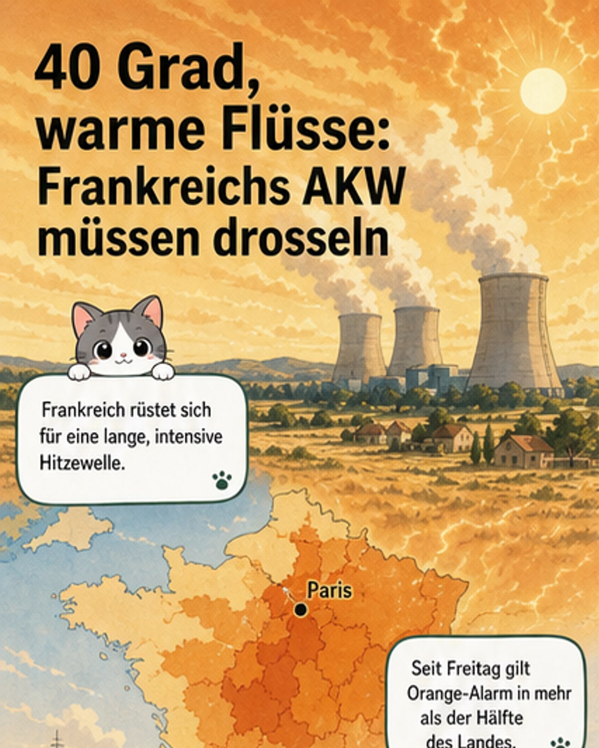 Hitzewelle bremst französische AKWs