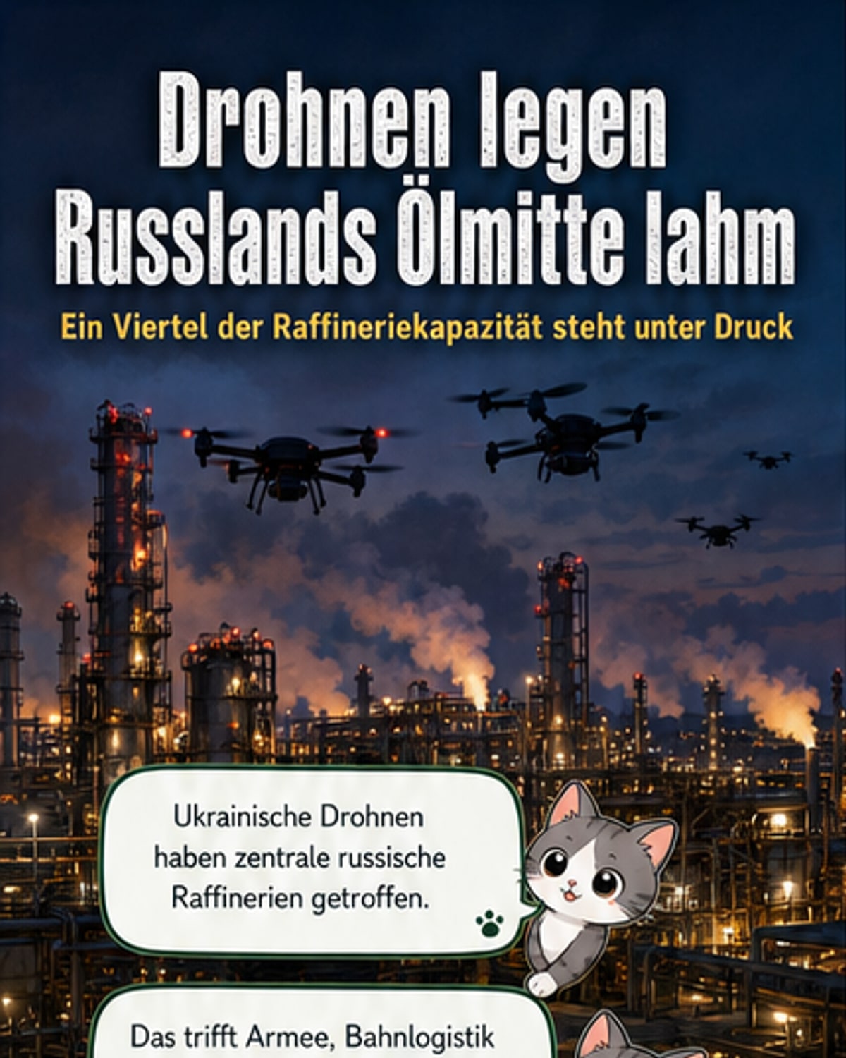 Ukrainische Drohnen lahmlegen russische Ölgürtel
