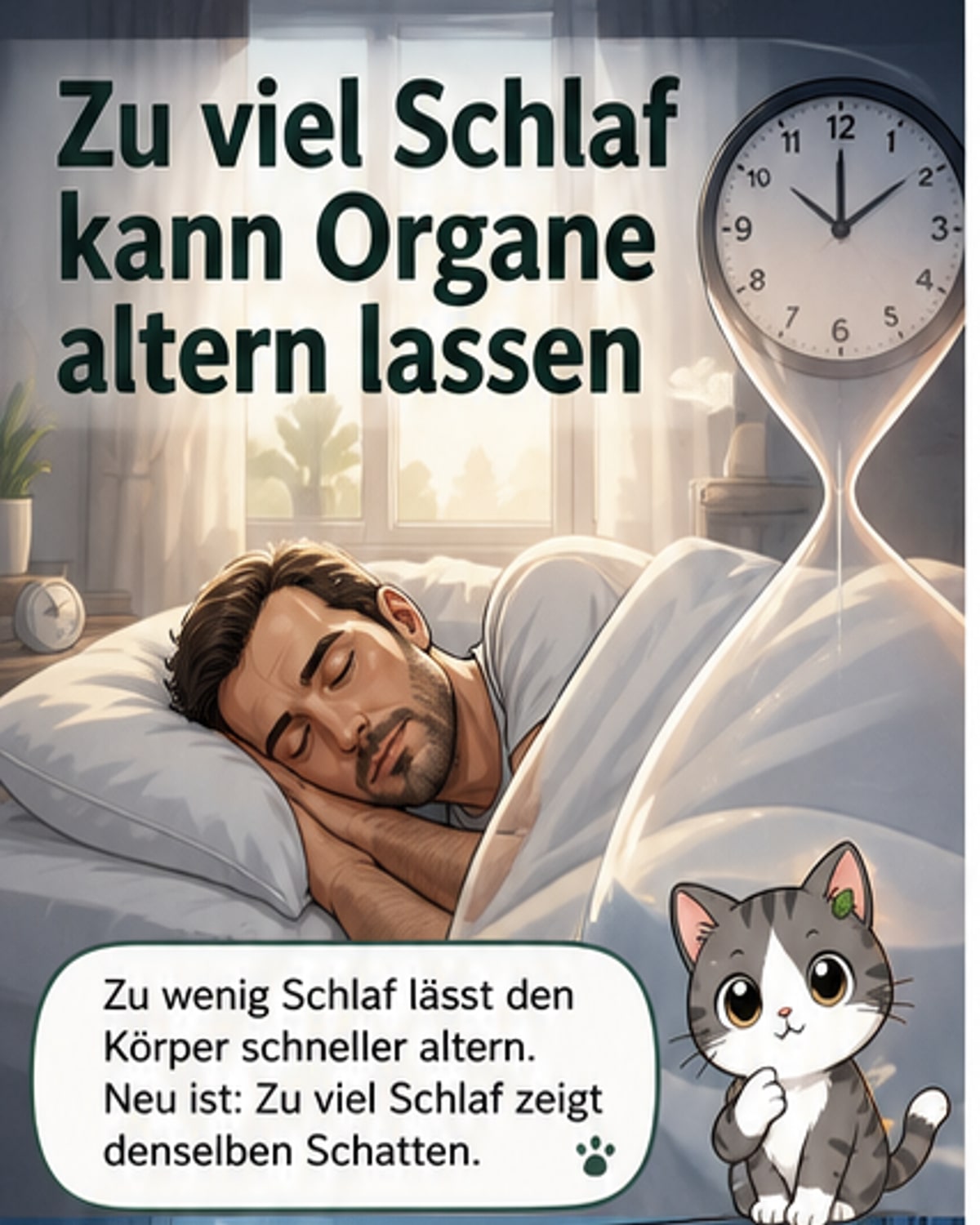 Zu viel Schlaf beschleunigt Alterung