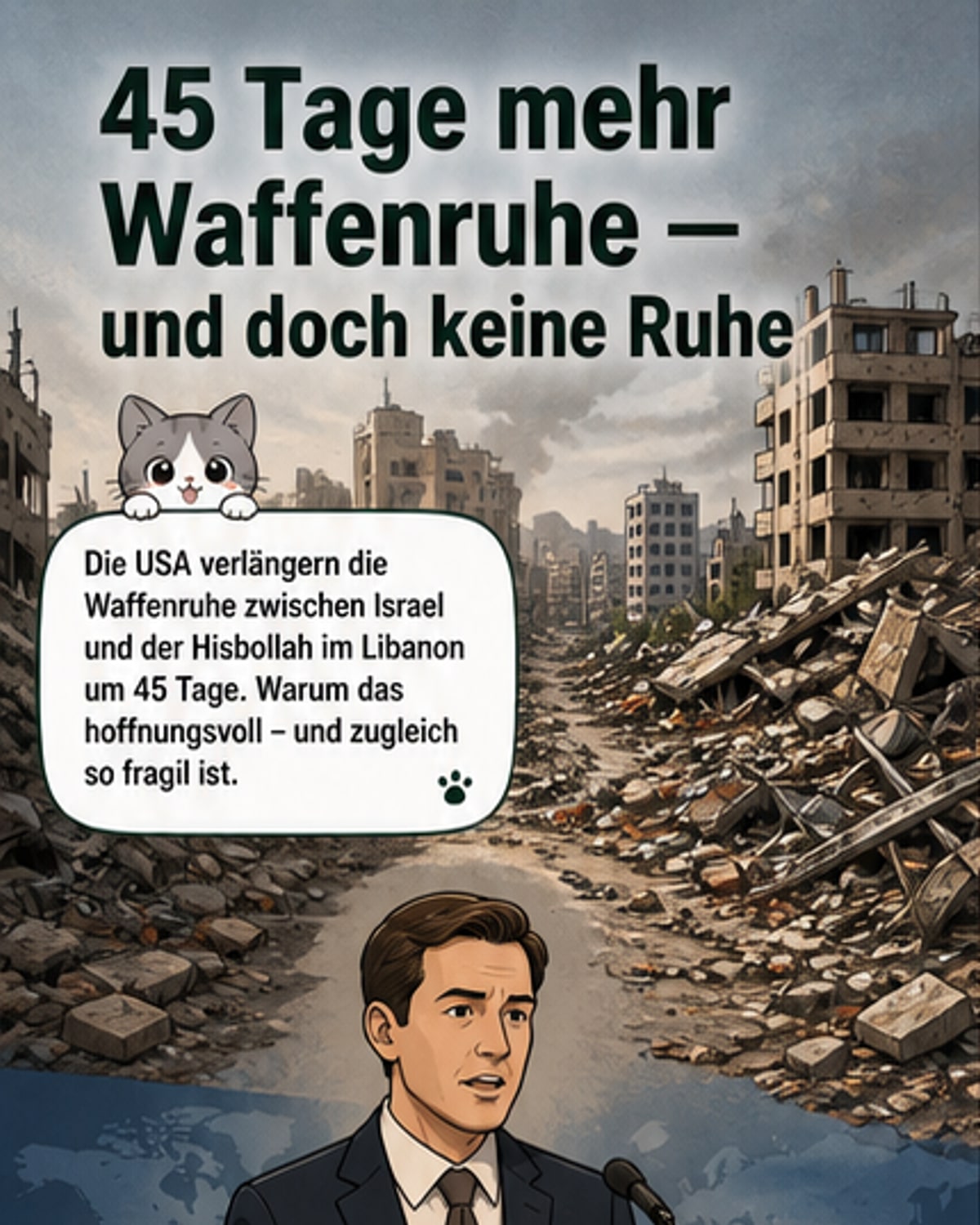 Waffenruhe Israel-Libanon um 45 Tage verlängert