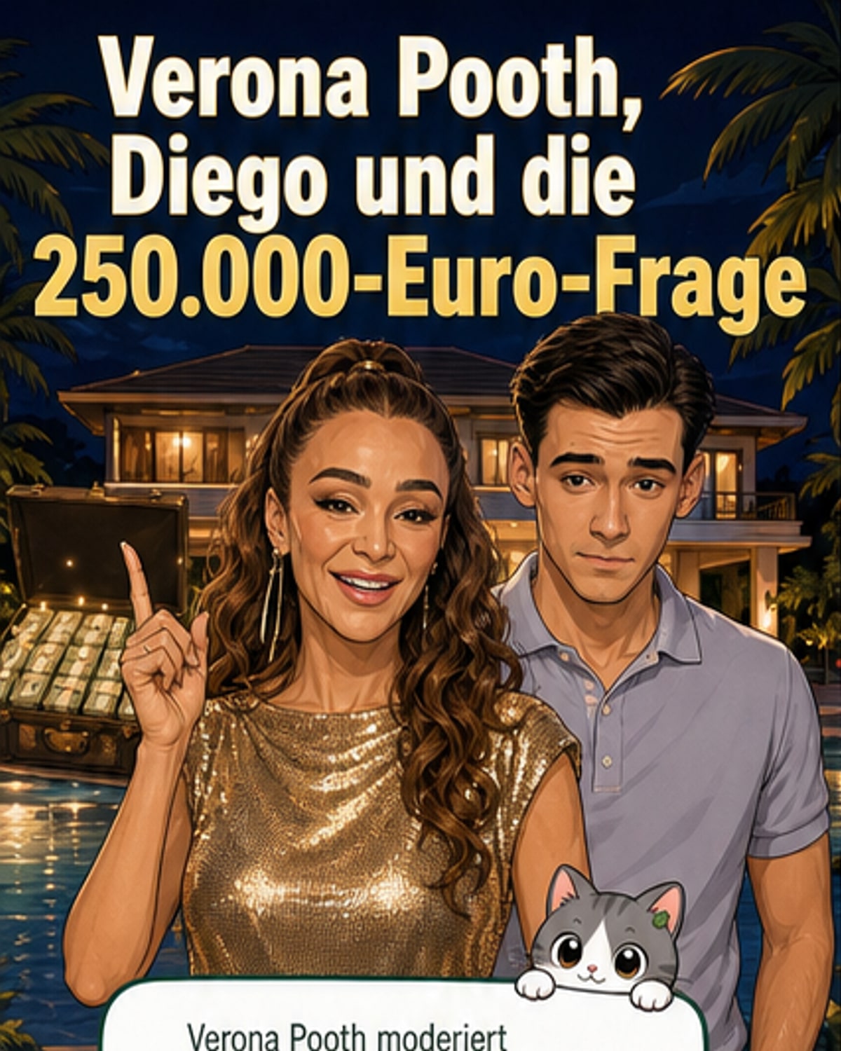 Verona Pooth posiert vor der Kulisse der 'Villa der Versuchung' in Thailand, während die neue Staffel gedreht wird.