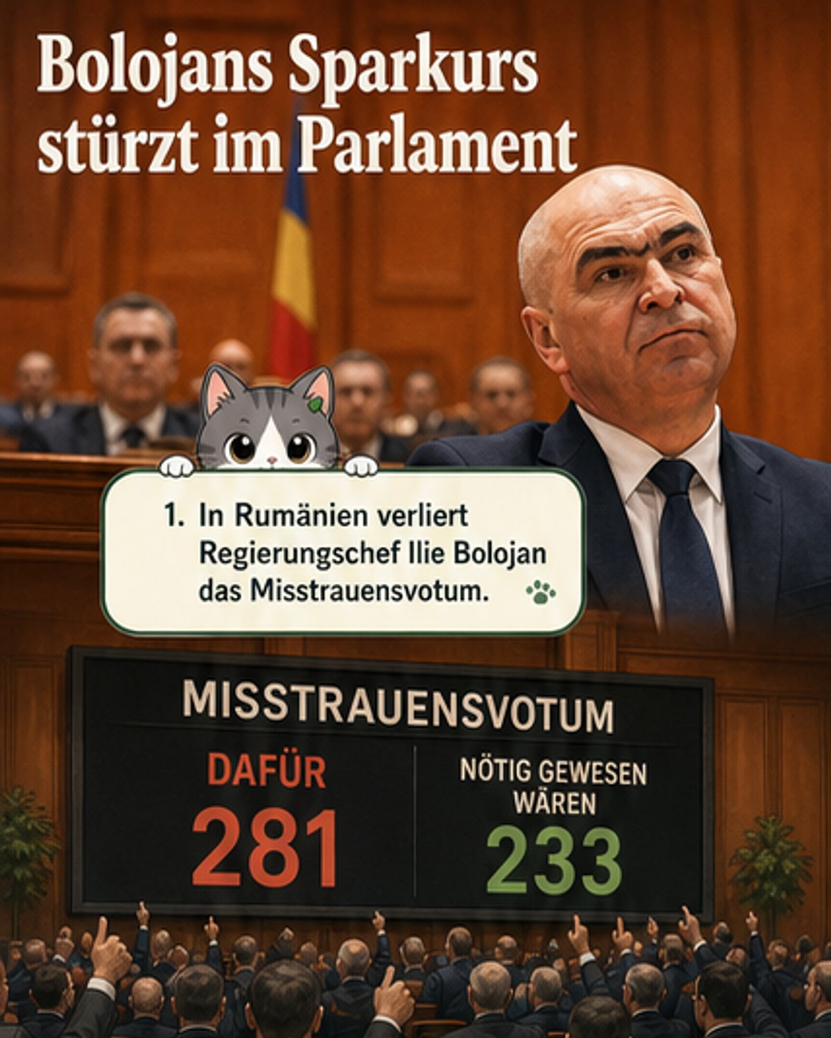 Rumäniens Regierungschef stürzt nach Sparprogramm