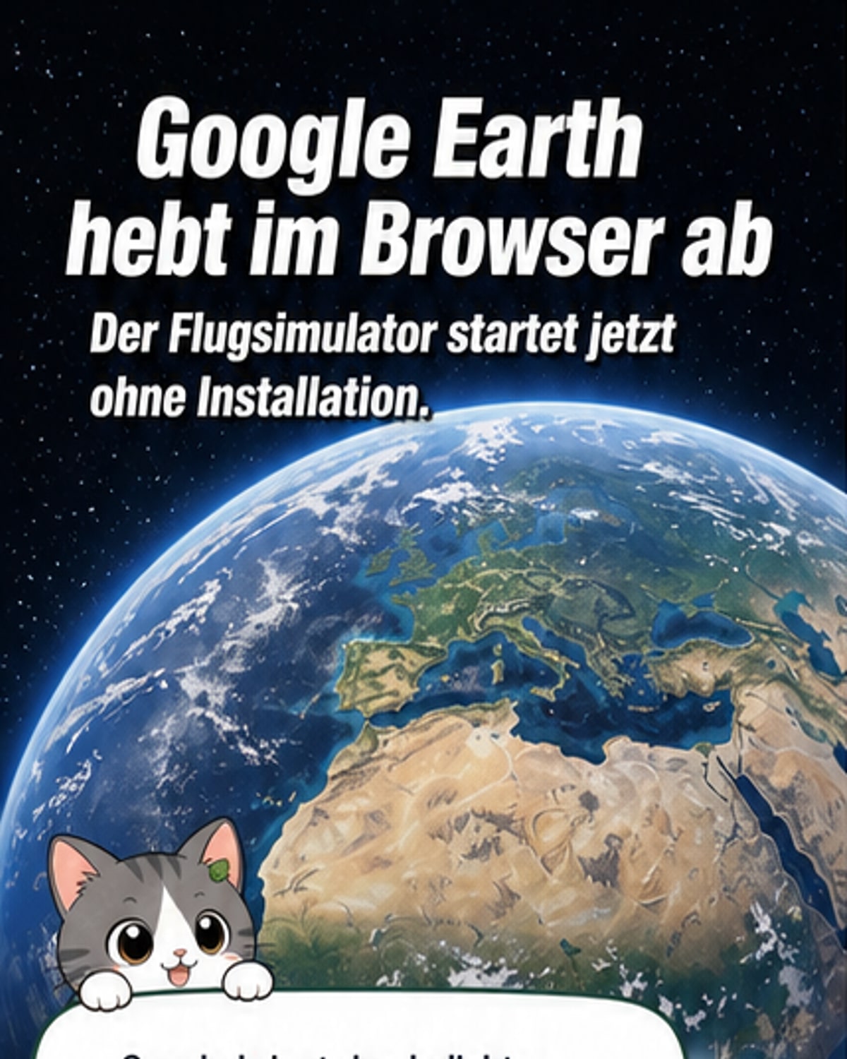 Ein Screenshot der Google Earth Weboberfläche mit aktiviertem Flugsimulator, der über eine Stadt fliegt.