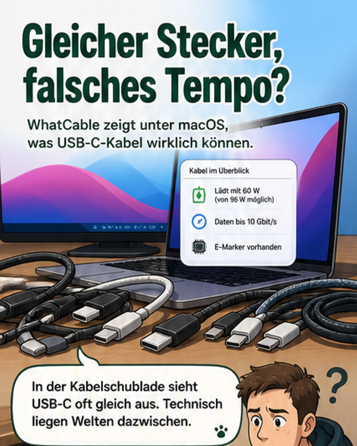 Welches Kabel drosselt das MacBook?