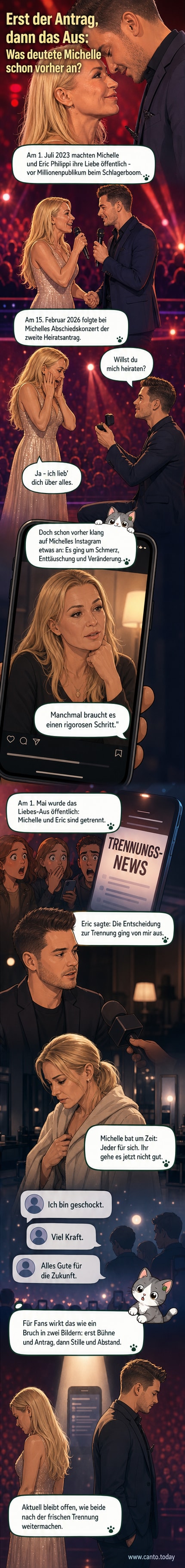 Zwei Musiker stehen eng umschlungen auf einer Bühne, hinter ihnen eine große Band und ein Publikum – ein Moment aus dem gemeinsamen Auftritt von Michelle und Eric Philippi.