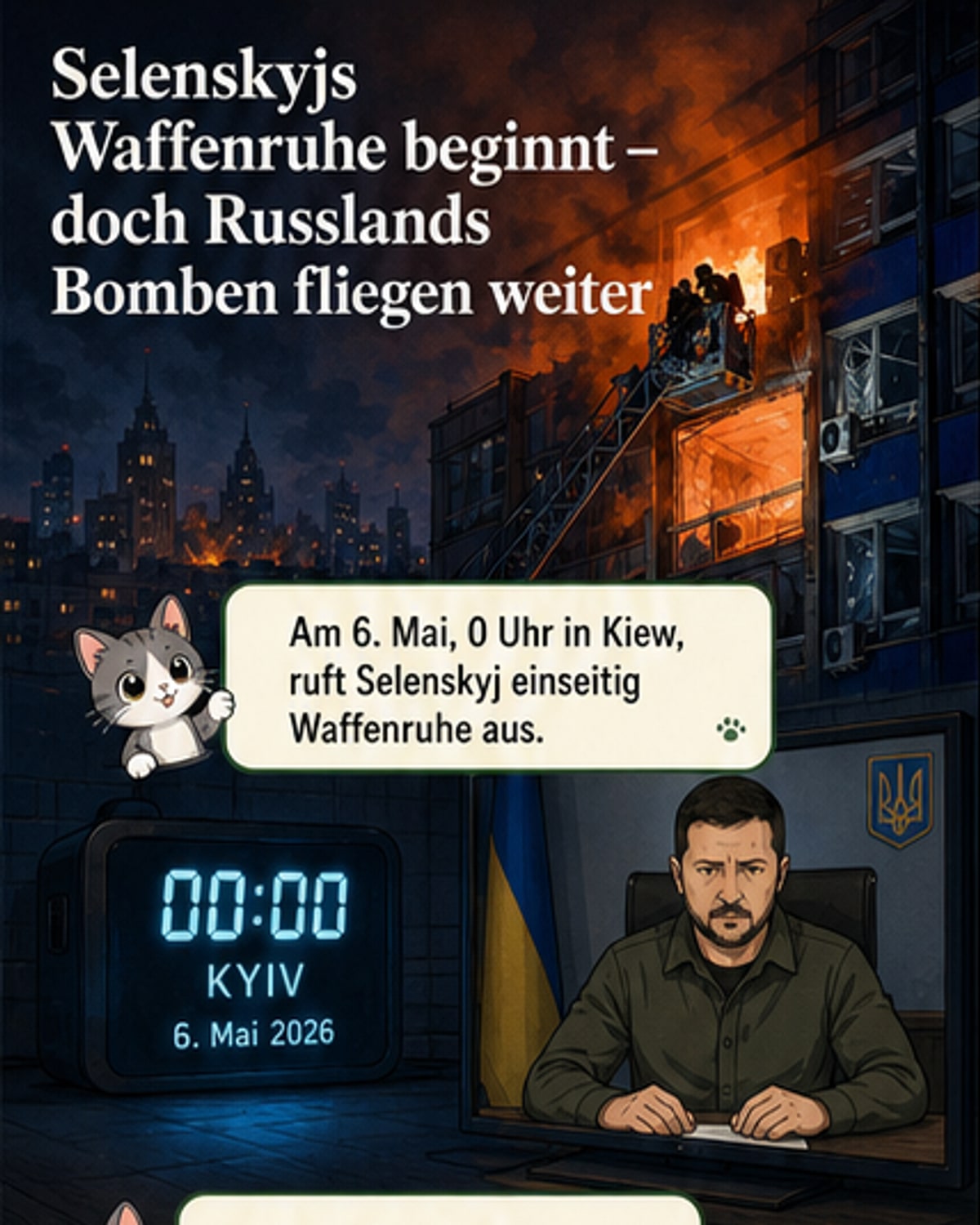Selenskyj ruft Waffenruhe aus – Putin schickt Gleitbomben