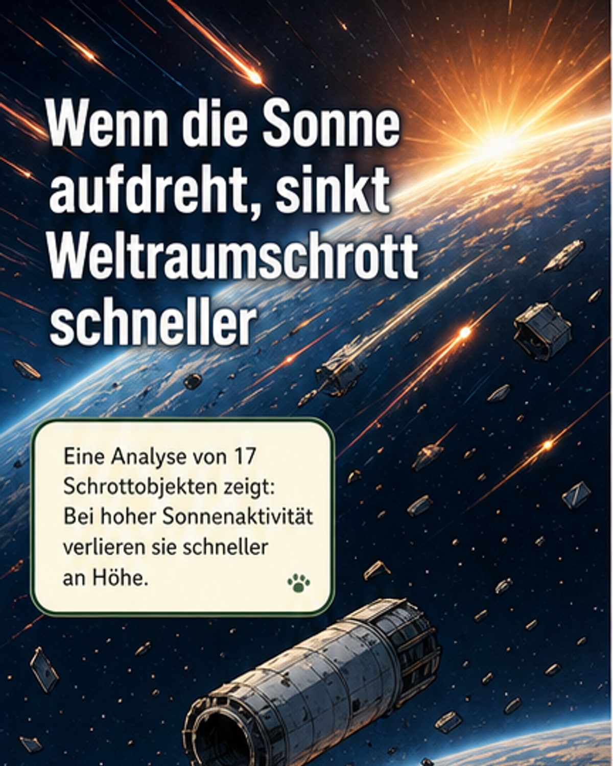 Weltraumschrott sinkt schneller bei Sonnenflecken