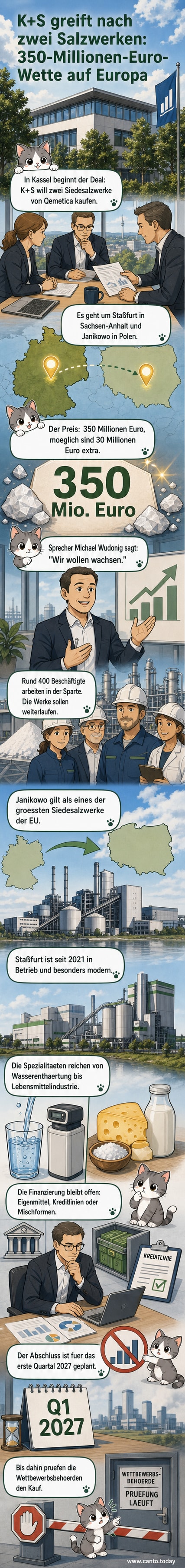 K+S-Zentrale in Kassel mit Blick auf die beiden neu erworbenen Salzwerke in Staßfurt und Polen.