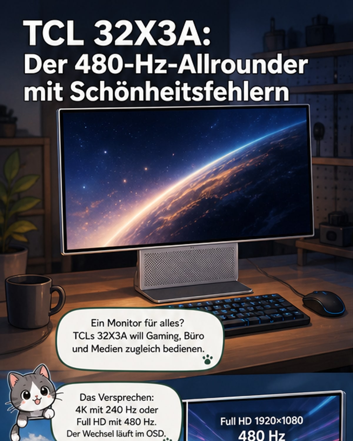 TCL-Monitor mit 480 Hz für Gamer