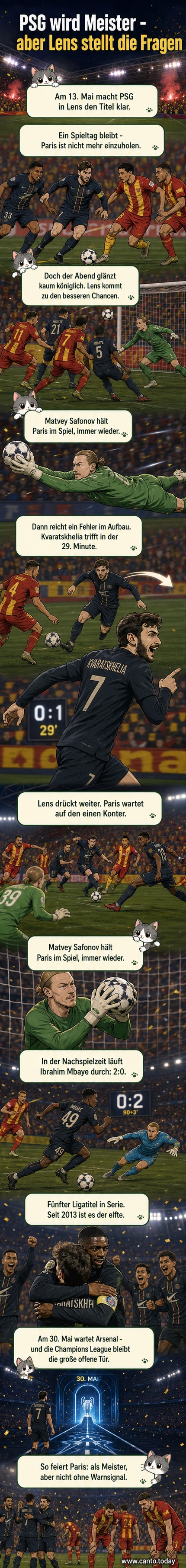 Paris Saint-Germain-Spieler feiern den Meistertitel in der Ligue 1 nach dem Sieg gegen RC Lens.