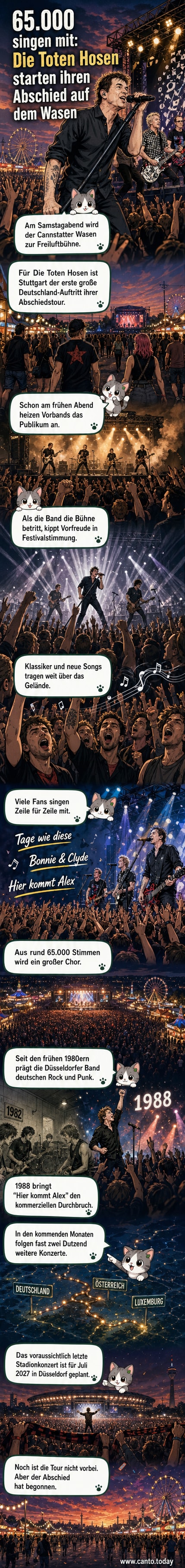 Die Toten Hosen spielen ihr Abschiedskonzert vor 65.000 Fans auf dem Cannstatter Wasen in Stuttgart.