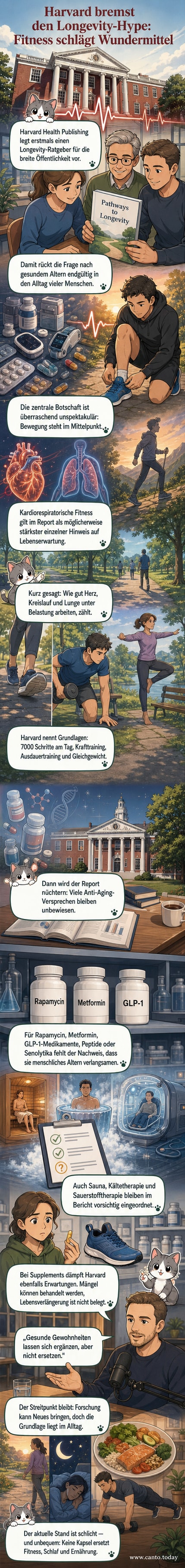 Illustration einer Person, die läuft, mit Herz- und Lungen-Symbolen im Hintergrund, die ihre Leistungsfähigkeit zeigen – dargestellt im Stil eines wissenschaftlichen Erklärbilds.