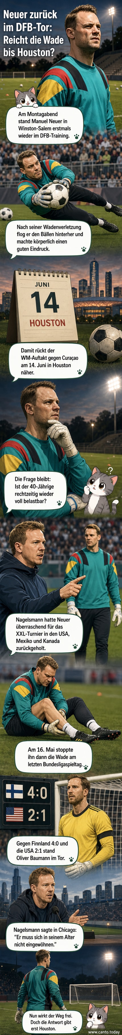 Manuel Neuer trainiert mit der deutschen Nationalmannschaft in Winston-Salem, wirft sich für einen Ball.