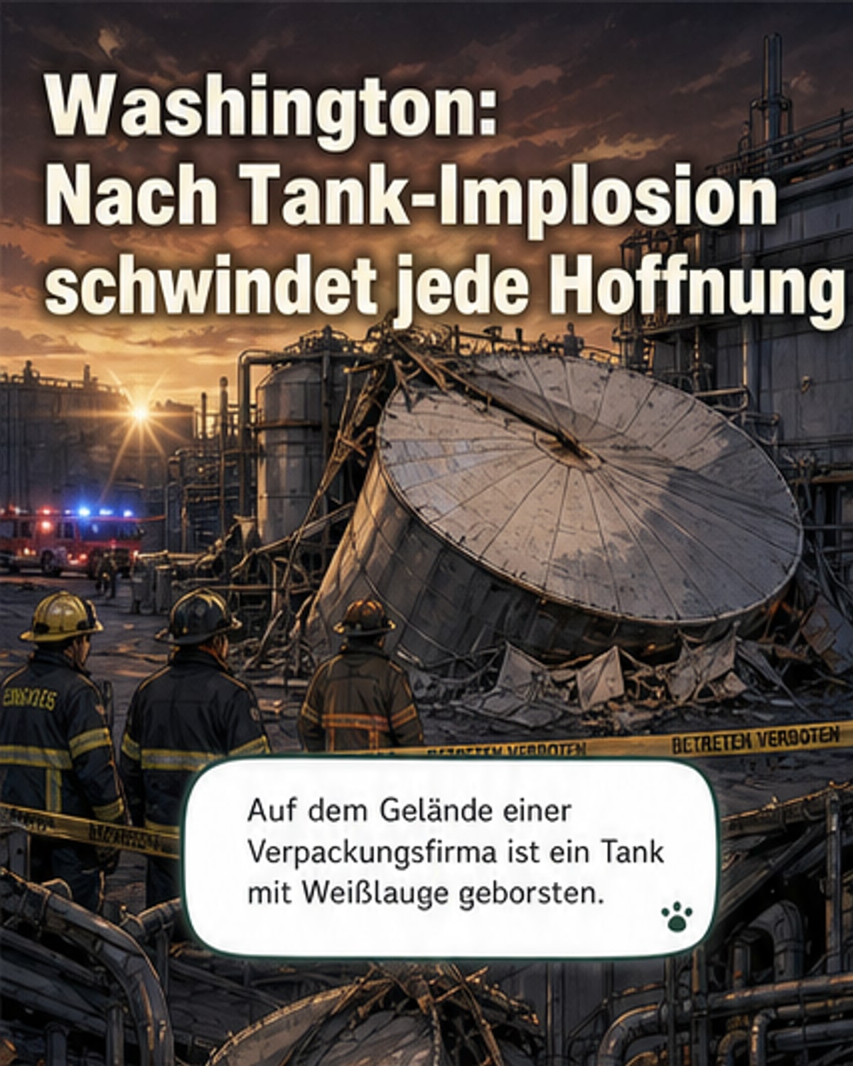Keine Hoffnung mehr nach Tank-Implodierung