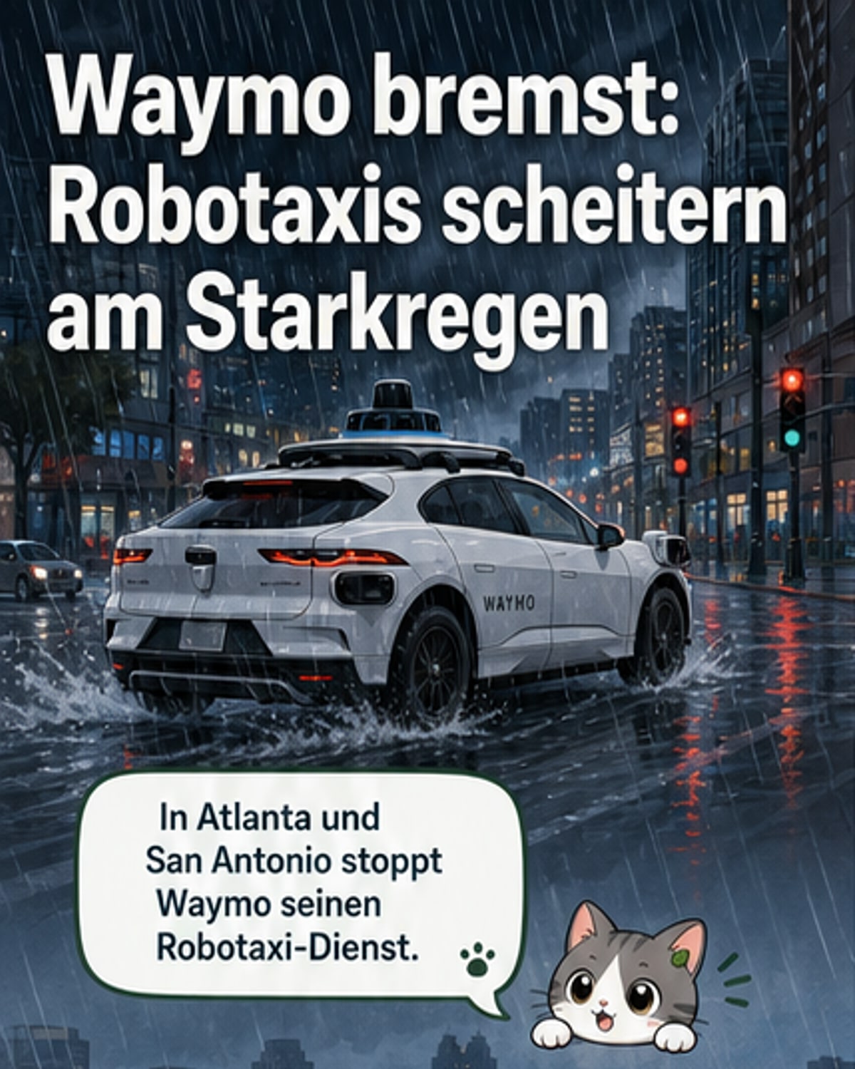Waymo-Robotaxis scheitern am Regen