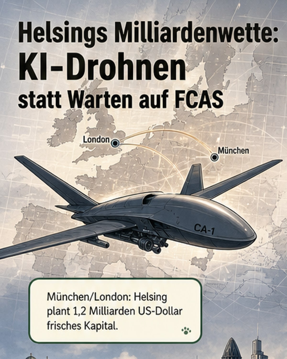 Helsing holt 1,2 Mrd. $ für KI-Kampfdrohne