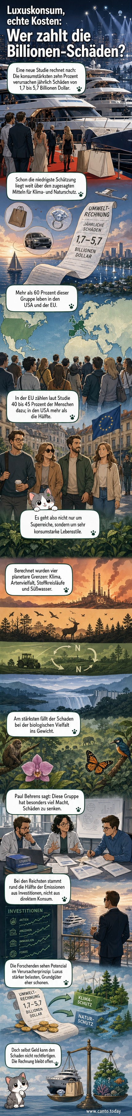 Visualisierung der Umweltschäden durch die reichsten 10 Prozent im Vergleich zu globalen Klimafonds.