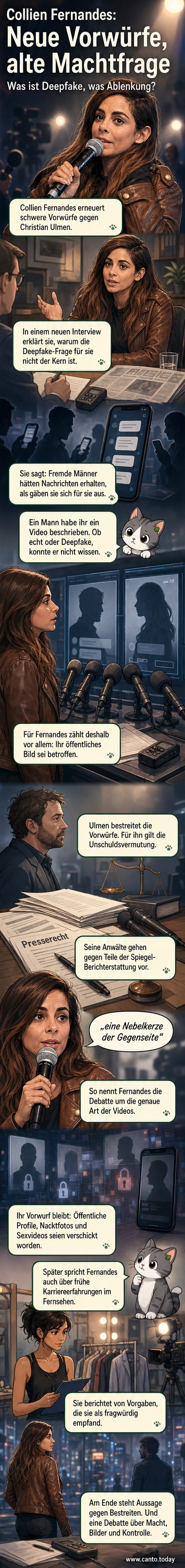 Illustration einer Person vor einem Laptop, auf dessen Bildschirm ein verzerrtes Spiegelbild erscheint; symbolisiert digitale Identität und Deepfakes im Kontext einer öffentlichen Auseinandersetzung.